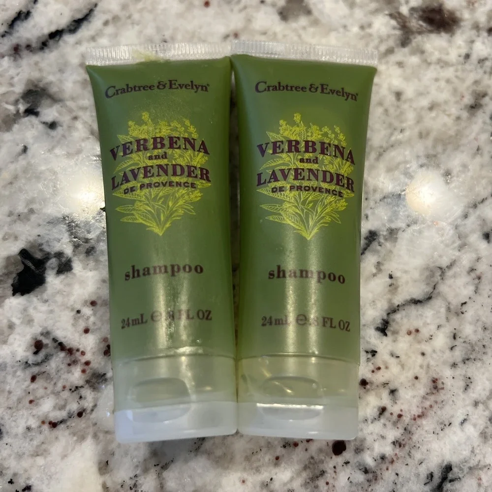 CRABTREE and Evelyn Lot Of 2 Verbena Lavender SHAMPOO .8 oz ea Travel Size Fresh
